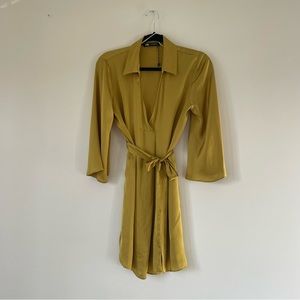 Beautiful yellow silk wrap dress